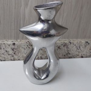 Abstract Steel Brushed Silver Vase